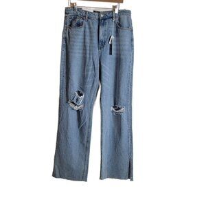 Sanctuary Denim Flashback Wide Leg Distressed Blue Jeans - sz 32